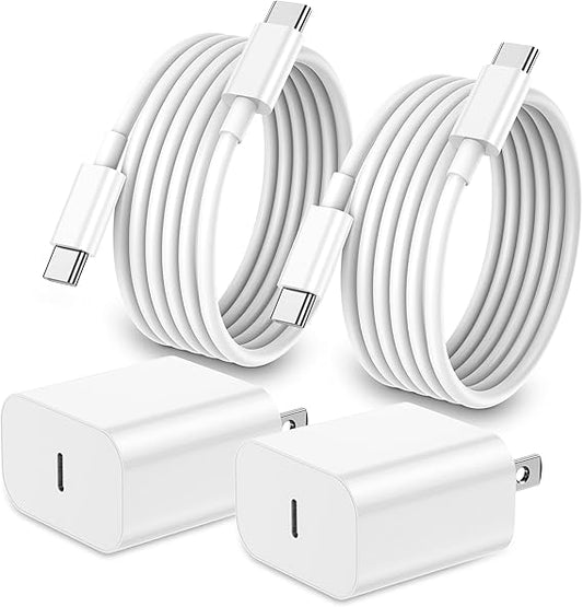 25W USB-C Fast Charger with USB-C to USB-C Cable – 2-Pin Adapter for iPhone 15 Series