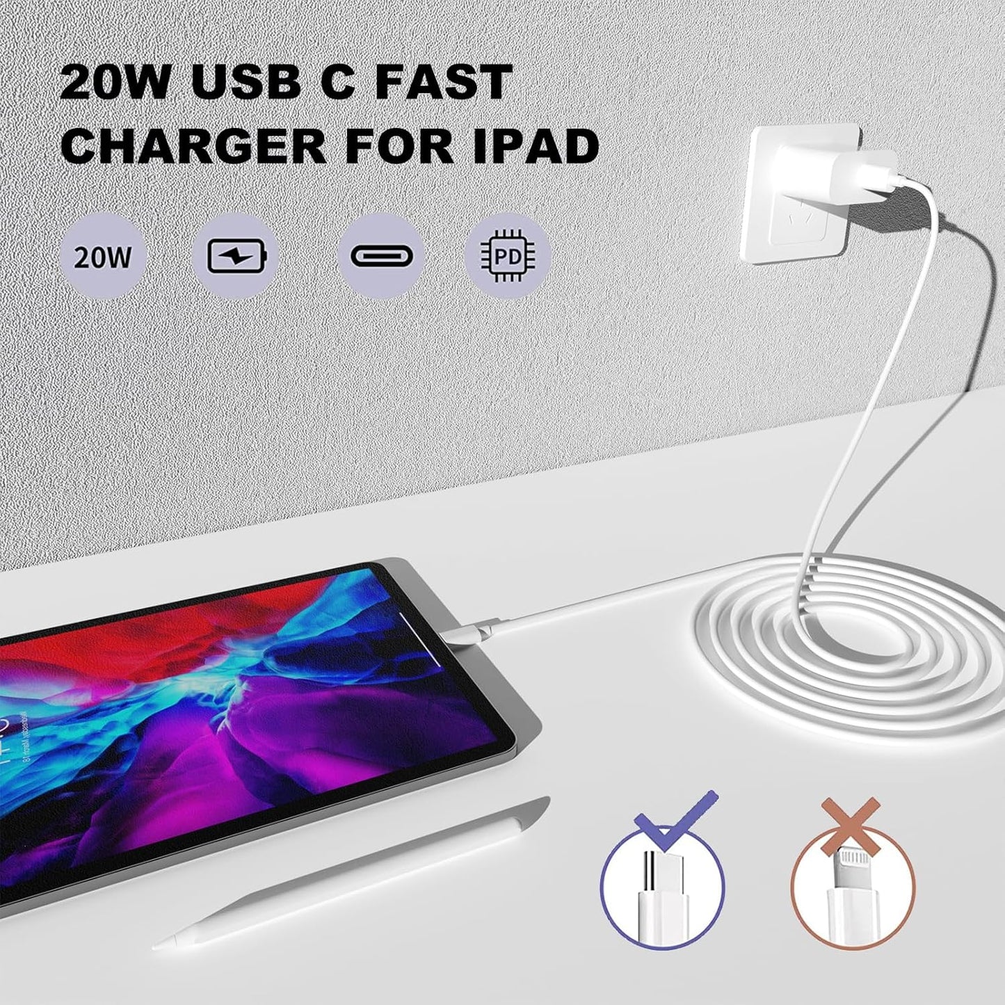 25W USB-C Fast Charger with USB-C to USB-C Cable – 2-Pin Adapter for iPhone 15 Series