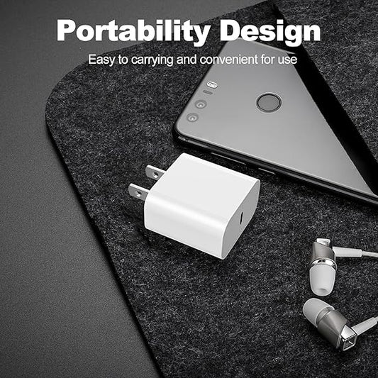 25W USB-C Fast Charger with USB-C to USB-C Cable – 2-Pin Adapter for iPhone 15 Series